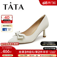 他她(TATA)2024秋时尚女细跟高跟鞋UAN02CQ4 米白 39