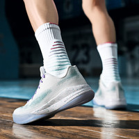 艾弗森男篮球鞋男春夏季透气耐磨减震实战运动鞋低帮白色 白色 41