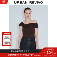 UR2024夏季新款女装时尚小众不规则设计感气质T恤衫UWG440099 咖啡色