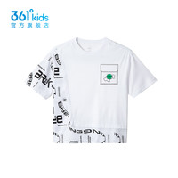 361°361度童装男童短袖针织衫2024年秋季中大童T恤 本白 140cm