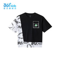 361°361度童装男童短袖针织衫2024年秋季中大童T恤 经典黑 170cm