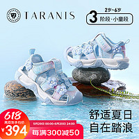 泰兰尼斯24夏季新款包头旋钮儿童凉鞋镂空透气软底防滑女宝宝露营   内长18.5适合脚长18.0