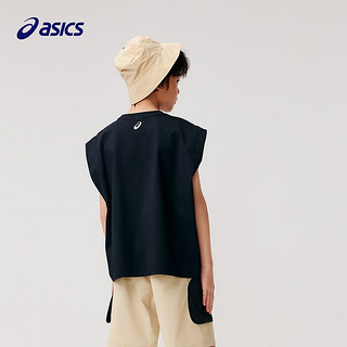 asics亚瑟士童装2024男童日式短袖背心夏季宽松弹性运动舒适背心 001黑色 140cm