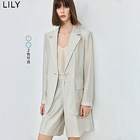 丽丽 LILY2024夏新款女装气质都市通勤款复古休闲凉爽一粒扣小西装外套 404浅蓝 L