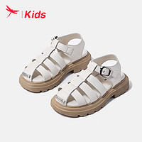 红蜻蜓儿童24夏季童鞋男女童时尚潮流中大童包头凉鞋 米色 28码 28（内长18.0脚长17.4）