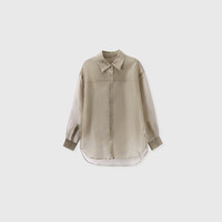 百家好(Basic House)衬衫女2024早春设计感粉色衬衣B0623H54642 茶色 M(85-120斤)