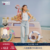 TOMMY JEANS24新款春夏女装复古潮流破洞中腰宽松阔腿牛仔裤DW0DW17588 牛仔蓝1AB 2