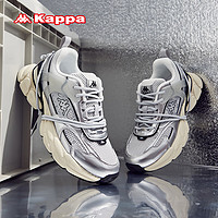 Kappa 卡帕 男鞋银色老爹鞋男2024春款厚底鞋子男款休闲运动鞋软底跑步鞋 冷灰色/银色 41