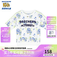 Skechers斯凯奇童装女童针织短袖T恤衫儿童夏季运动休闲圆领上衣L224G074 米白底卡通满印/03US 100cm