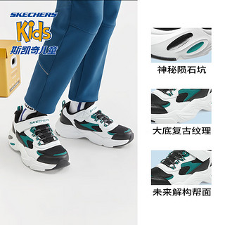 斯凯奇（Skechers）斯凯奇儿童熊猫鞋陨星熊休闲男女童运动鞋休闲老爹鞋 女童/白色/黑色/紫色/WBPR 27.5码