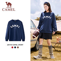 88VIP：CAMEL 駱駝 圓領長袖復古字母套頭衛衣男女2023秋季新款休閑寬松薄款上衣