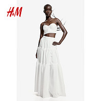 H&M2024夏季女装层叠半身长裙1237687 白色 160/72