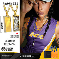 RAWNESS暴富小金砖吊坠18k黄金条叠戴锁骨链款女友项链520 XL满钻款【女生佩戴】