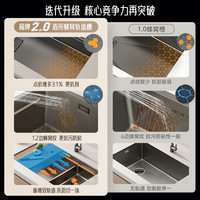 ARROW箭牌厨房水槽大单槽家用枪灰304不锈钢台下洗菜盆蜂窝压纹洗碗池