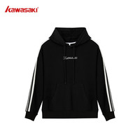 KAWASAKI潮流卫衣男女中性款 川崎春秋打底外穿百搭运动连帽套头长袖卫衣 黑色 L