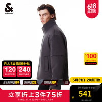 杰克·琼斯（JACK&JONES）男装短款大衣冬季男宽松羊毛夹克男士夹棉外套立领品牌呢子外套 珍珠黑E39 185/104A/XL