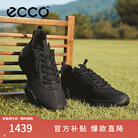 爱步（ECCO）运动鞋男 男鞋休闲鞋黑色防水跑鞋厚底增高老爹鞋 复古跑鞋524924 黑色52492402001 39
