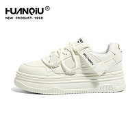 HuanQiu 環球厚底小白鞋女2024年新款爆款夏季薄款配裙子增高休閑運動板鞋