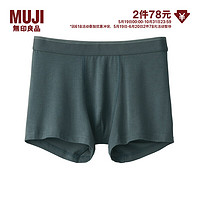 无印良品 MUJI 男式 莱赛尔 前封口 平角内裤 裤头四角裤 卡其绿 2A XS