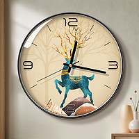 BBA 挂钟北欧装饰创意轻奢钟客厅家用时钟挂表12英寸 林深见鹿