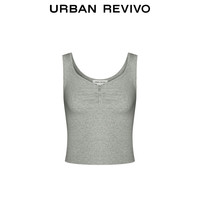 URBAN REVIVO 女装时尚休闲简约百搭修身纽扣背心UWL440154 浅灰花灰 S