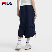 FILA 斐樂 工裝半身裙女2024夏季新款休閑舒適梭織長裙運動一步裙