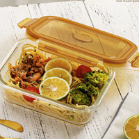 康宁餐具 康宁康宁玻璃保鲜盒食品级冰箱收纳盒可微波炉加热饭盒上班族带饭餐盒 750+750毫升