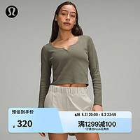 lululemon 丨Cotton-Blend 女士棉混紡長袖亨利衫 LW3GURS 軍綠色 線上專售 6