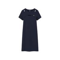 Gap 女装2024夏季镂空小熊刺绣针织短袖连衣裙时尚长裙 465047