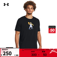 安德玛 UNDERARMOUR)春夏库里Curry Animated男子篮球运动印花短袖T恤1383868 黑色001 L