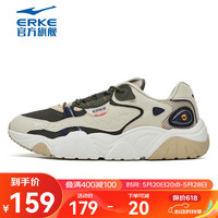 鸿星尔克网球鞋男软底轻便舒适防滑减震耐磨透气跑步训练鞋运动鞋男鞋 暖亚麻/暗绿 40