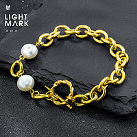 Light Mark 小白光 巴洛克珍珠手链个性设计OT扣手饰女金属链条送女友妈妈 巴洛克珍珠5.7-9.2mm