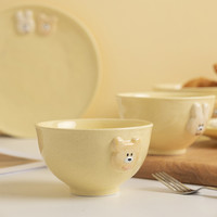 泽滕家 韩国儿童餐具套装小学生黄色可爱超萌奶呼呼碗盘碟杯子网红