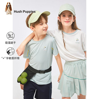 暇步士（Hush Puppies）童装儿童2024夏季男女大童速干防晒凉感亲肤休闲时尚活力短袖 青黛绿A款 160cm