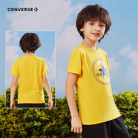 匡威（Converse）儿童装男童短袖t恤夏季纯棉打底衫小女孩半袖套头上衣 柠檬铬(圆标经典) 116-122cm(7)