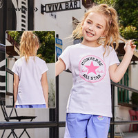 匡威（Converse）儿童装男童短袖t恤夏季纯棉打底衫小女孩半袖套头上衣 纯白色-(女) 150cm/(M)