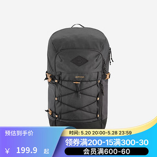 迪卡侬（DECATHLON）双肩包户外登山旅行徒步通勤大容量轻便男女运动背包ODAB_24年新 黑灰色20L 均码