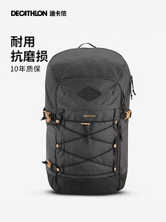 迪卡侬（DECATHLON）双肩包户外登山旅行徒步通勤大容量轻便男女运动背包ODAB_24年新 黑灰色20L 均码