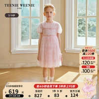Teenie Weenie Kids小熊童装24夏季新款女童蝴蝶结亮片网纱连衣裙 浅粉色 1
