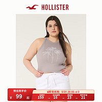 HOLLISTER24夏季辣妹修身罗纹棕榈树图案背心 女 KI357-3240 紫灰色 L (165/100A)