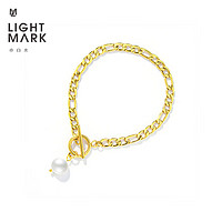 Light Mark 小白光 珍珠手鏈吊墜OT扣金屬鏈條個性設計女手飾禮物 巴洛克珍珠10-11mm