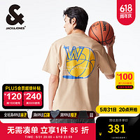 杰克·琼斯（JACK&JONES）夏季男士宽松NBA联名勇士队罗纹圆领短袖T恤男装224201316 C13 驼色 C13 驼色 185/104A/XL