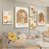 百億補貼：品美 ins奶油風客廳裝飾畫高級感花卉肌理壁畫現代簡約沙發背景墻掛畫