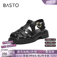 百思图2024夏季新款时尚运动休闲罗马猪笼鞋粗跟女凉鞋BG190BH4