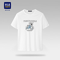 HLA海澜之家短袖T恤男女装老虎印花短袖男夏季 175/92A(50) 米白花纹(A7)
