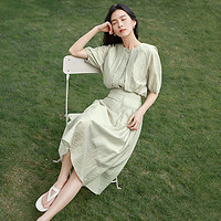 DUIBAI 对白 新中式连衣裙套装女2024夏季新款设计感衬衫半身裙优雅两件套