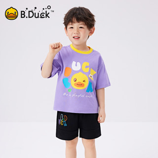B.Duck小黄鸭童装宝宝夏季套装帅气男童装洋气小童夏装潮t儿童衣服 白色 90cm