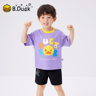 B.Duck小黄鸭童装宝宝夏季套装帅气男童装洋气小童夏装潮t儿童衣服 白色 90cm