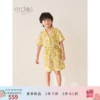 ERDOS KIDS鄂尔多斯童装24春夏纯棉休闲宽松男童短裤裤子 花粉黄 120cm