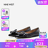 NINE WEST 玖熙 蝴蝶结尖头气质通勤单鞋一脚蹬女 NH353058KK 黑色35